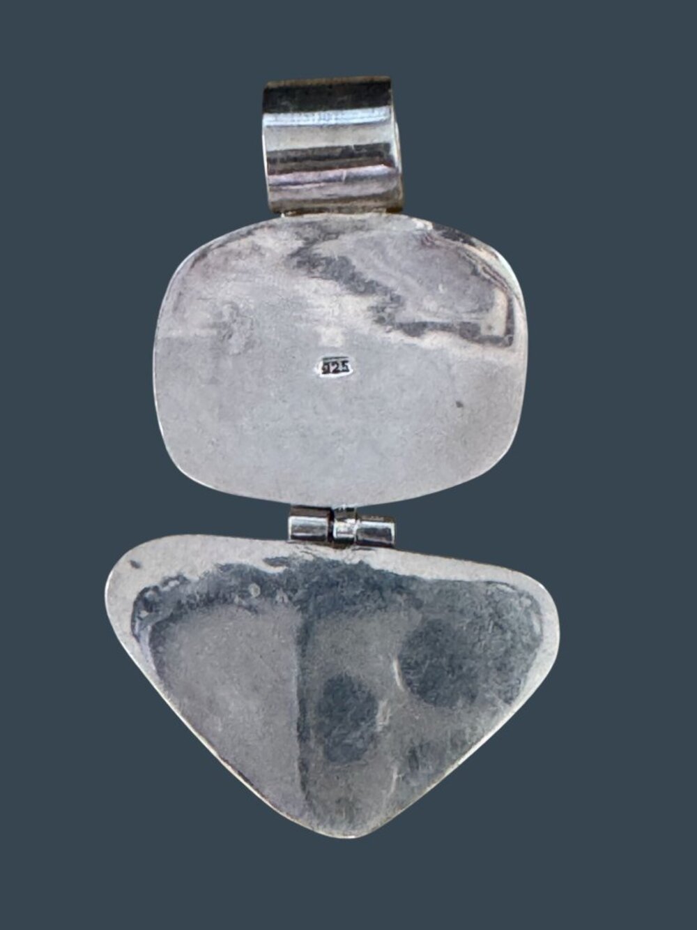 Agatized Dinosaur Bone Gemstone Sterling Silver Pendant Large 2 3/4" 38g - Picture 5 of 8